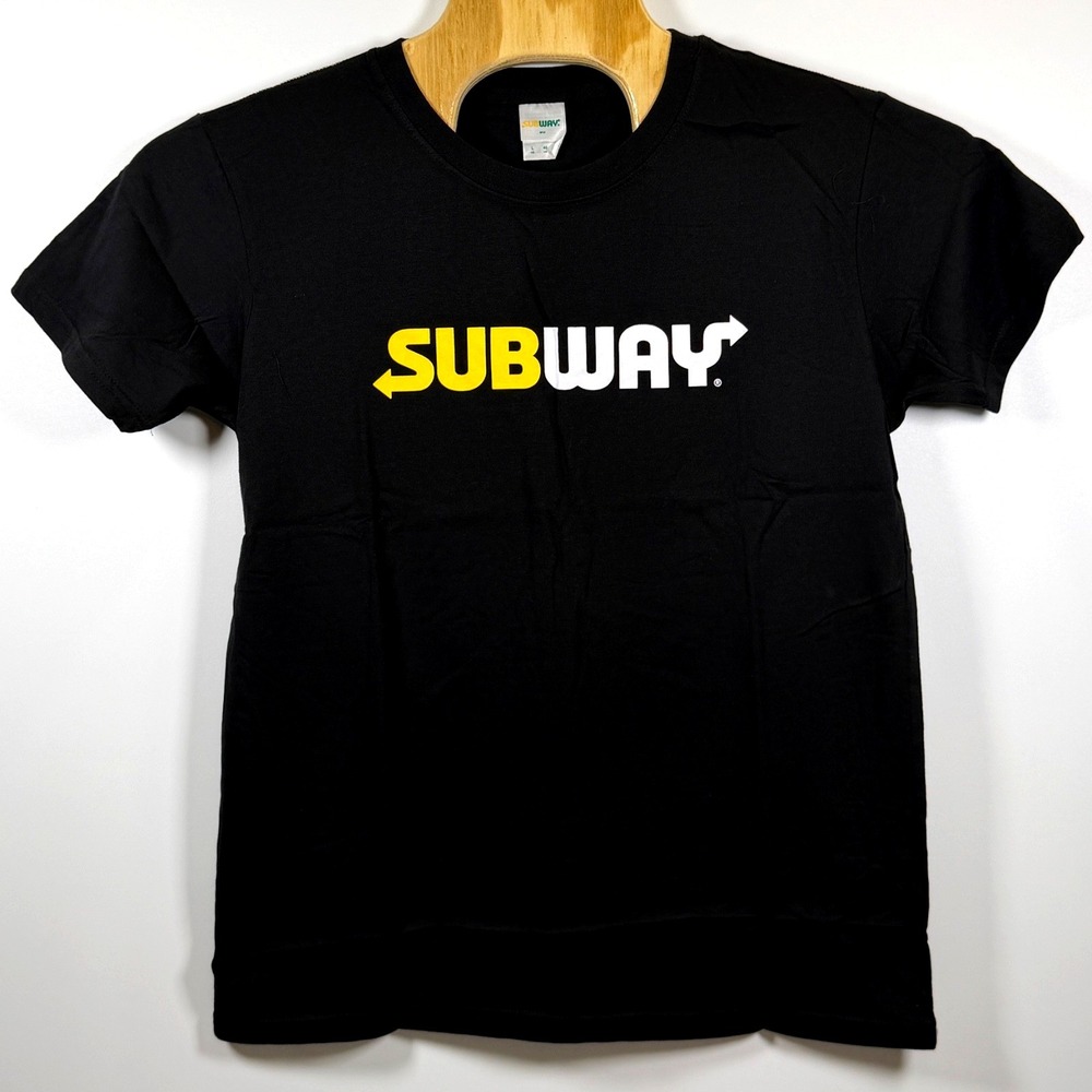 NWOT Subway Logo Graphic T-Shirt Black Short Sleeves Mens Size Large